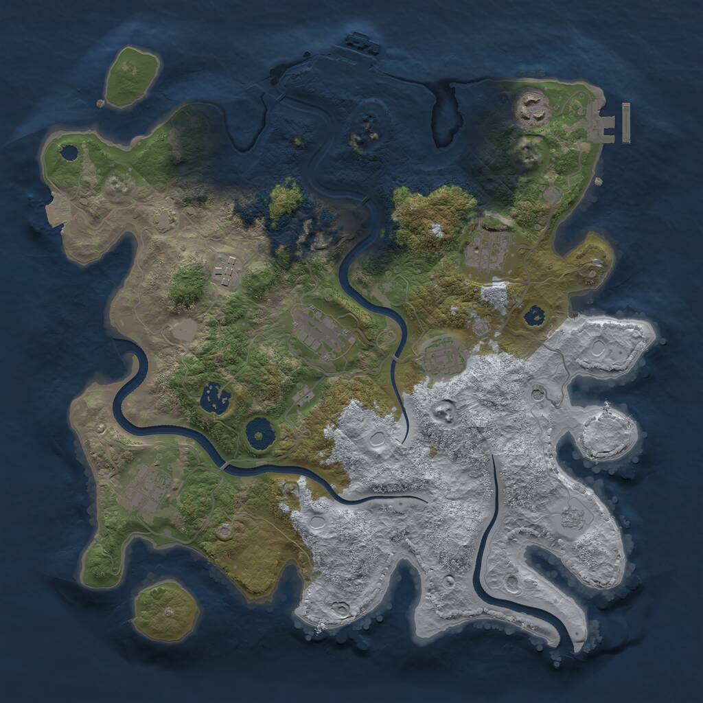 Rust Map: Procedural Map, Size: 3500, Seed: 2546256, 13 Monuments