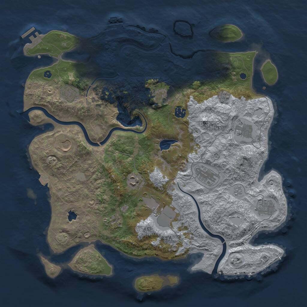 Rust Map: Procedural Map, Size: 4000, Seed: 87, 17 Monuments