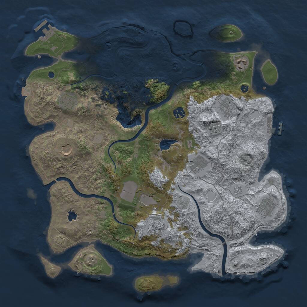 Rust Map: Procedural Map, Size: 4000, Seed: 87, 16 Monuments