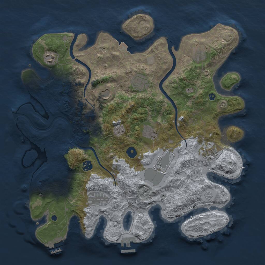 Rust Map: Procedural Map, Size: 3800, Seed: 741905, 16 Monuments