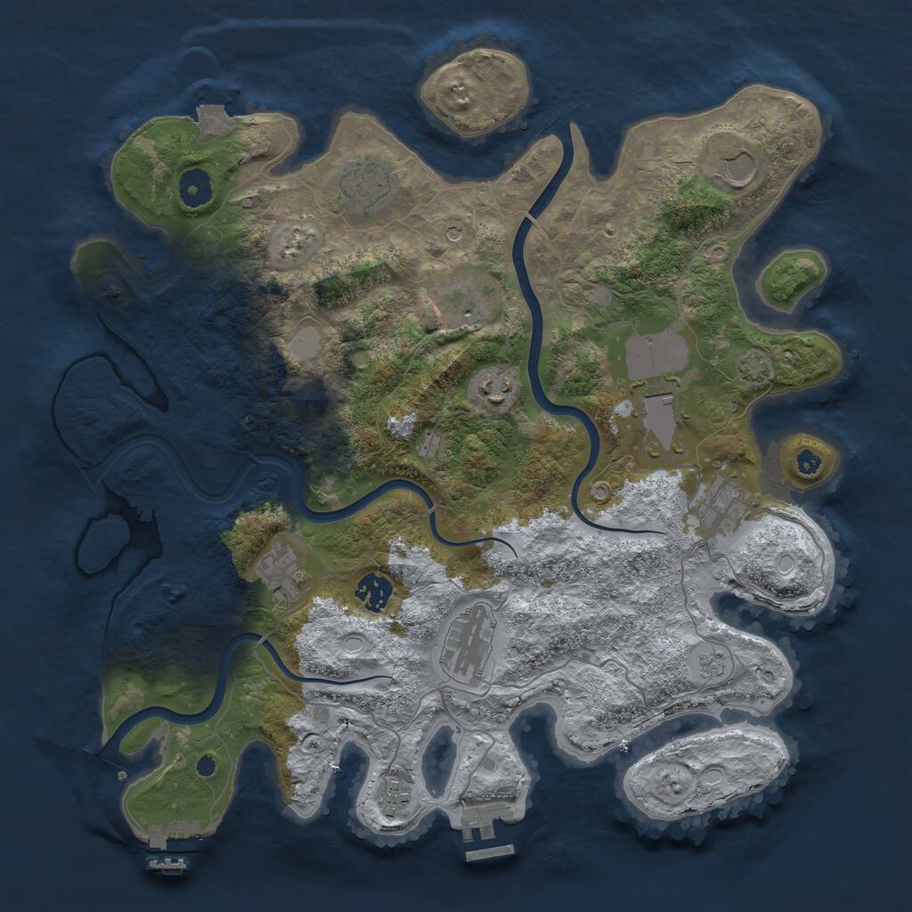 Rust Map: Procedural Map, Size: 3800, Seed: 741905, 16 Monuments