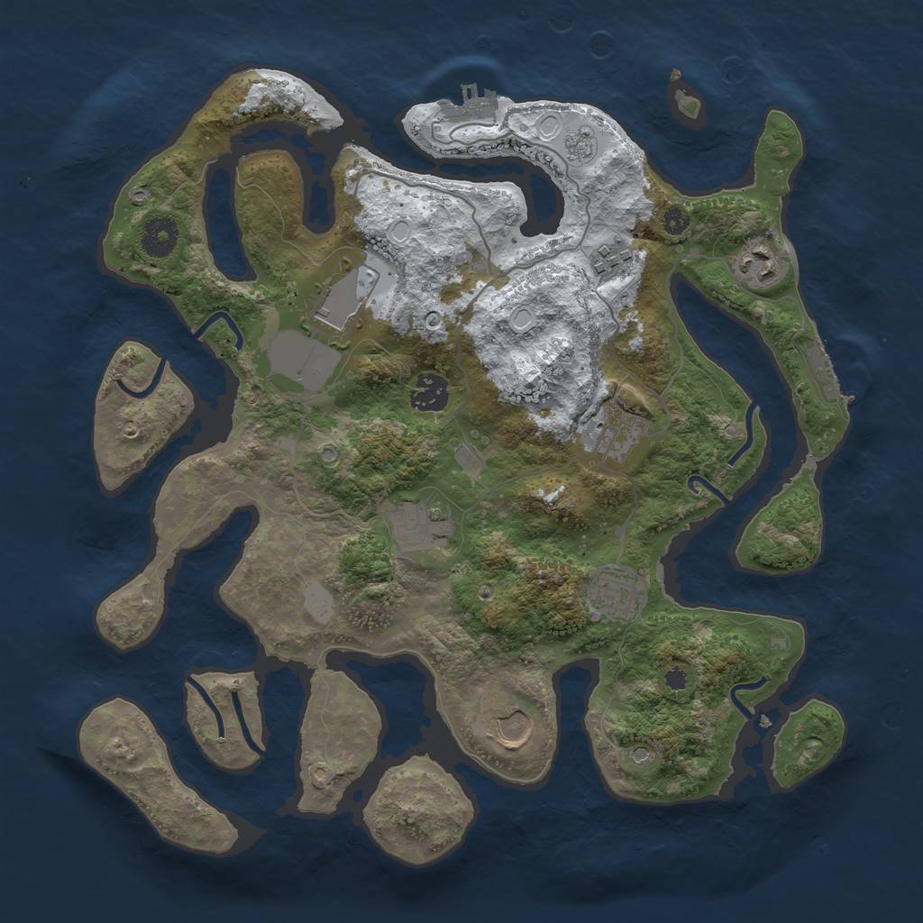 Rust Map: Procedural Map, Size: 3550, Seed: 814925, 17 Monuments