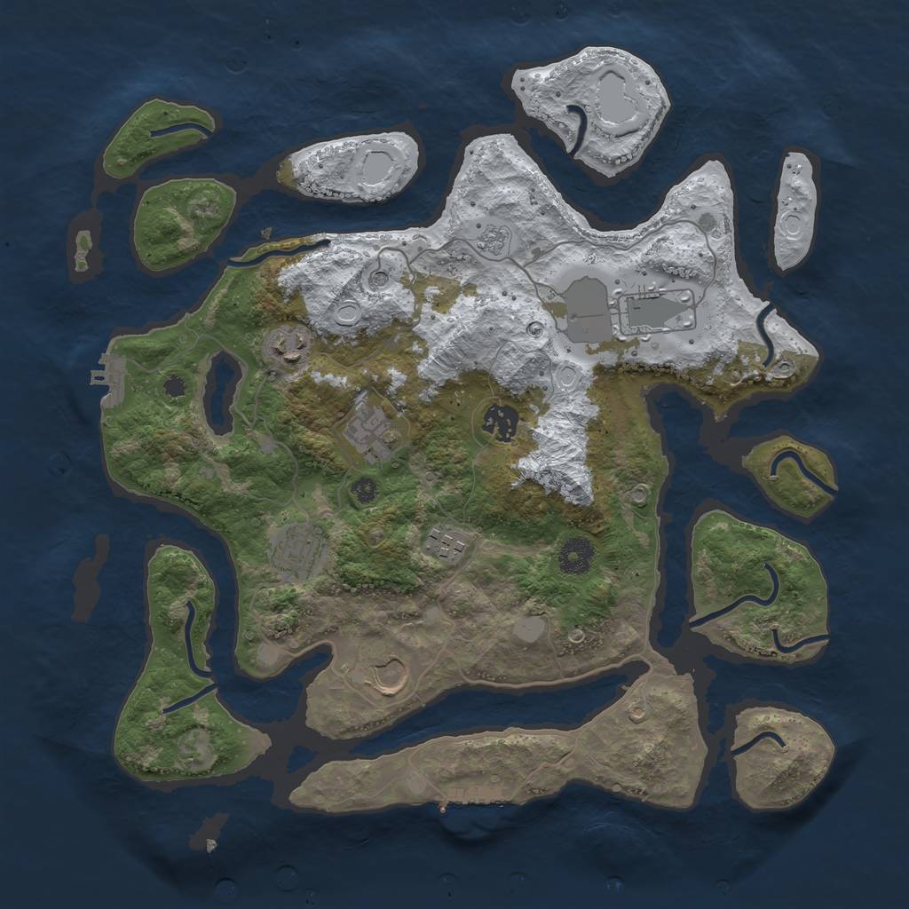 Rust Map: Procedural Map, Size: 3700, Seed: 3454761, 16 Monuments