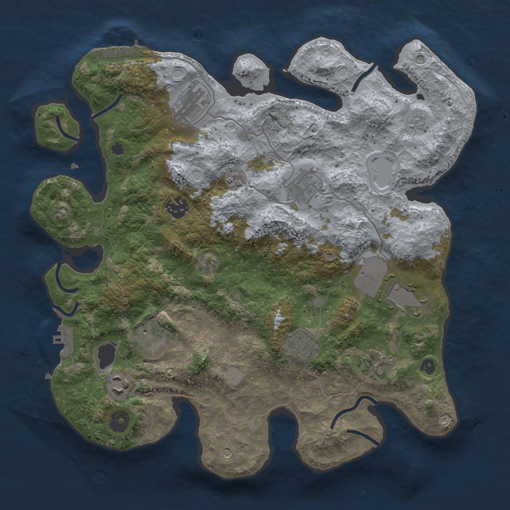 Rust Map: Procedural Map, Size: 3550, Seed: 362160, 18 Monuments