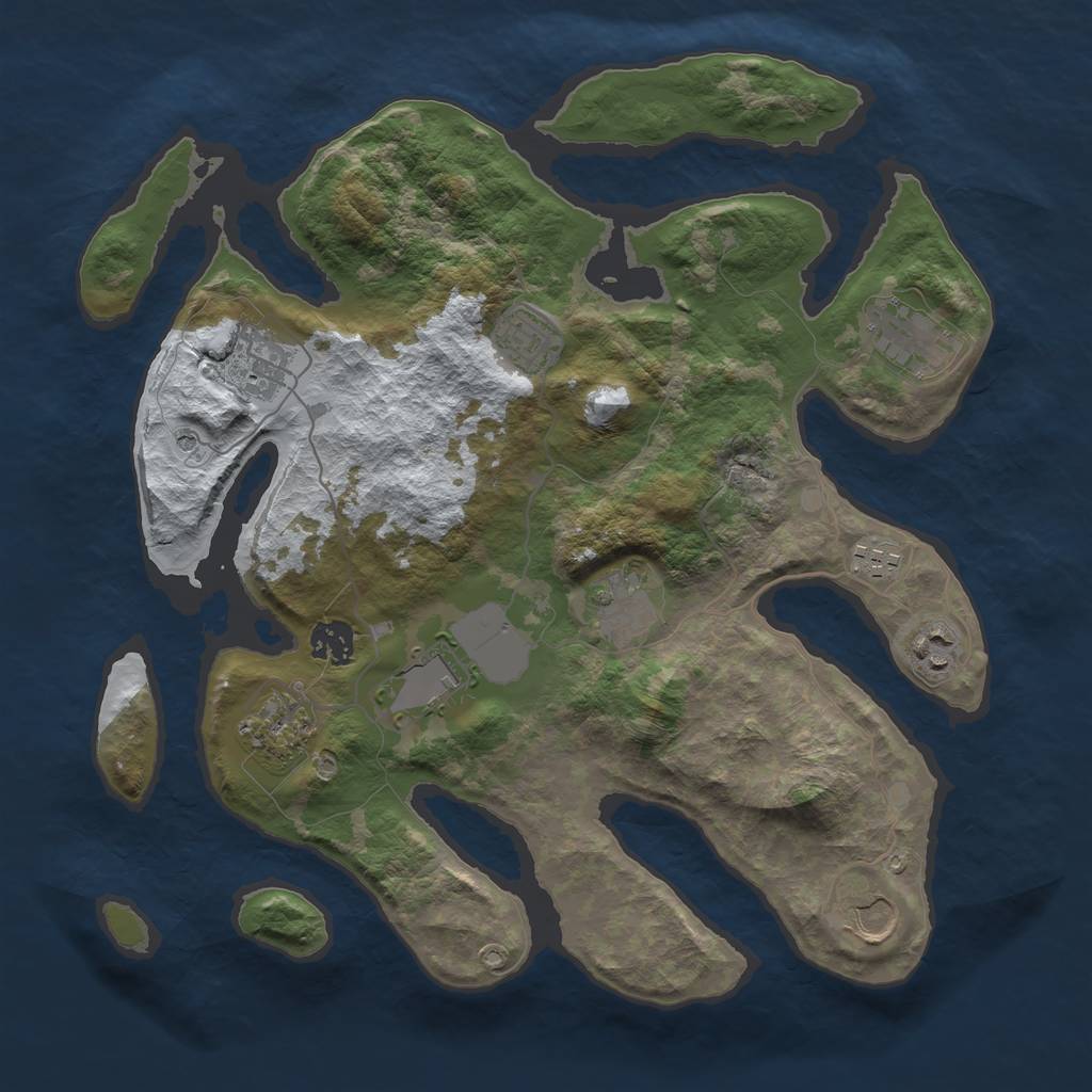 Rust Map: Barren, Size: 3600, Seed: 2, 13 Monuments