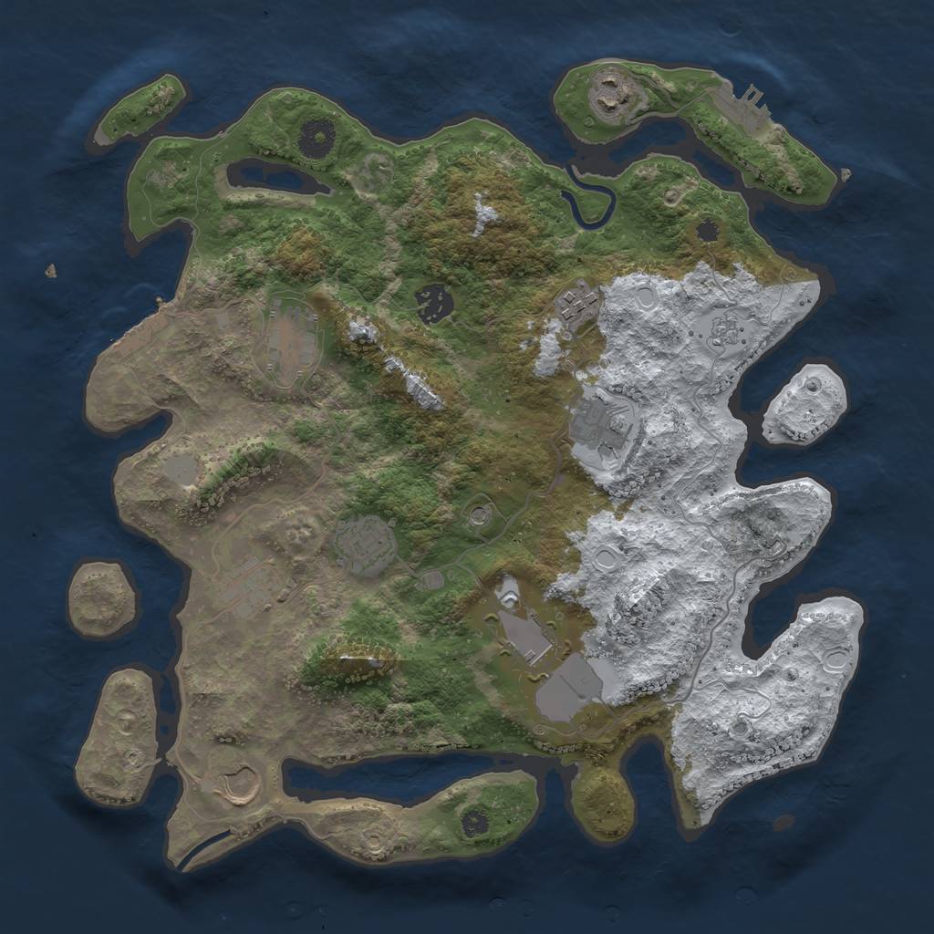 Rust Map: Procedural Map, Size: 3600, Seed: 986498751, 18 Monuments