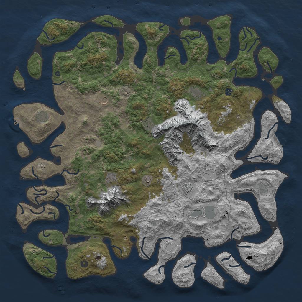 Rust Map: Procedural Map, Size: 6000, Seed: 246378279, 19 Monuments