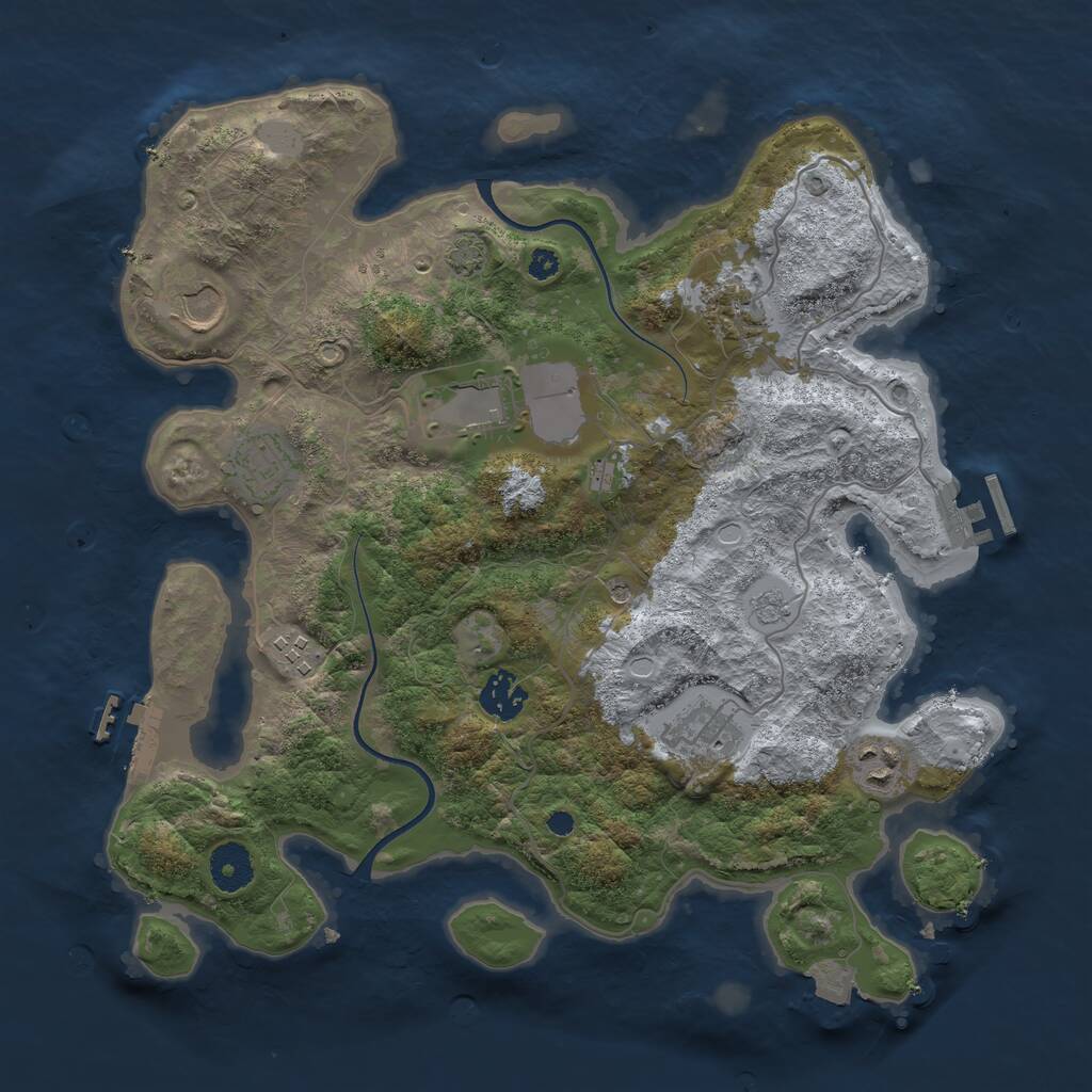 Rust Map: Procedural Map, Size: 3550, Seed: 186298, 14 Monuments