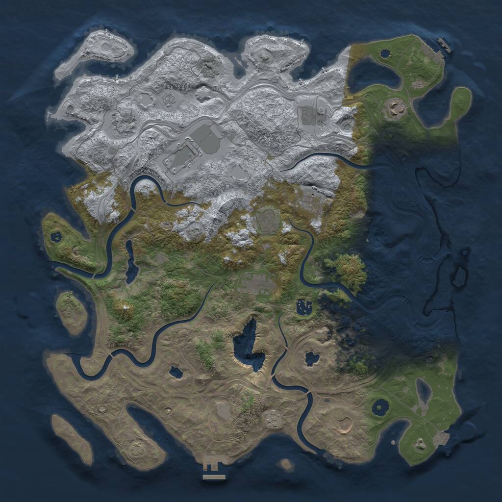 Rust Map: Procedural Map, Size: 4500, Seed: 608587767, 16 Monuments