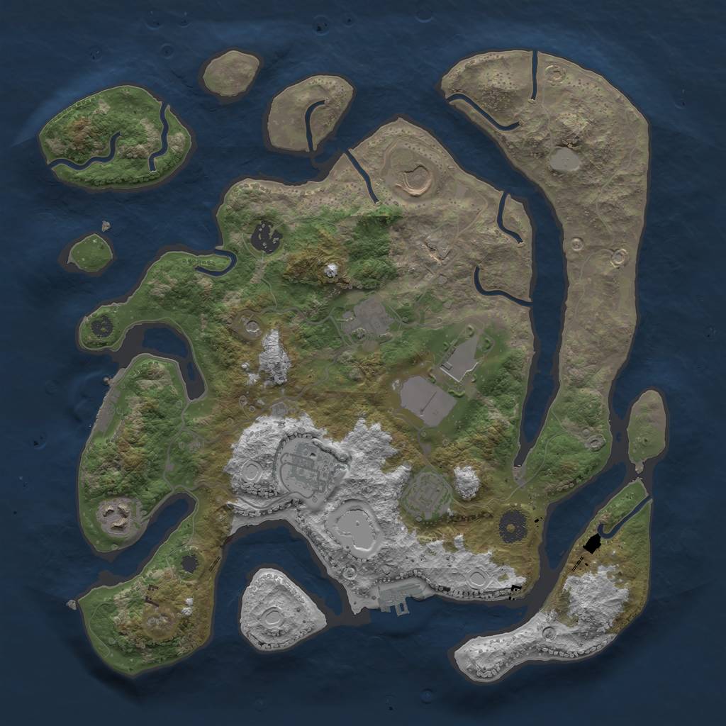 Rust Map: Procedural Map, Size: 3550, Seed: 34957, 15 Monuments