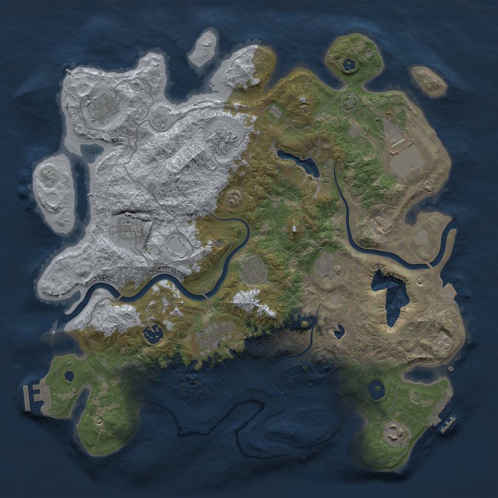 Rust Map: Procedural Map, Size: 4000, Seed: 8, 16 Monuments