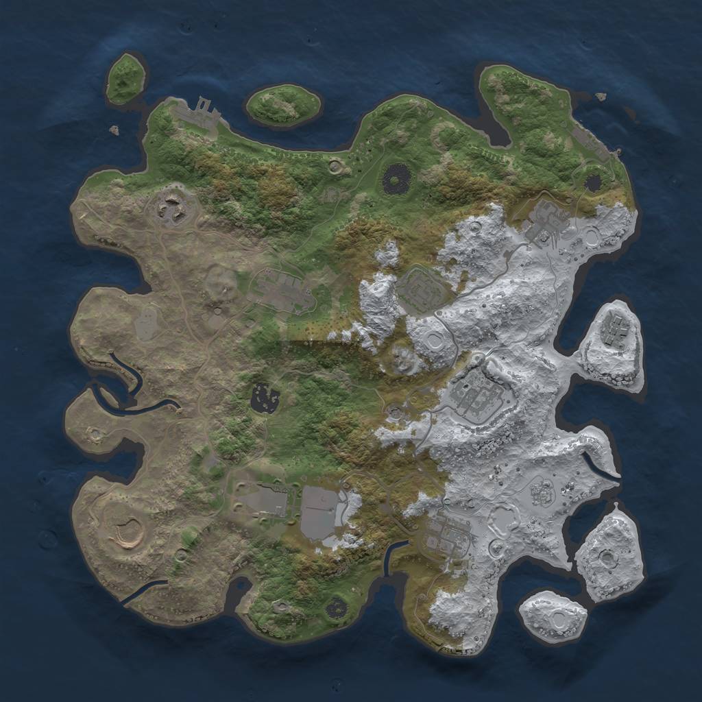 Rust Map: Procedural Map, Size: 3500, Seed: 30419, 19 Monuments