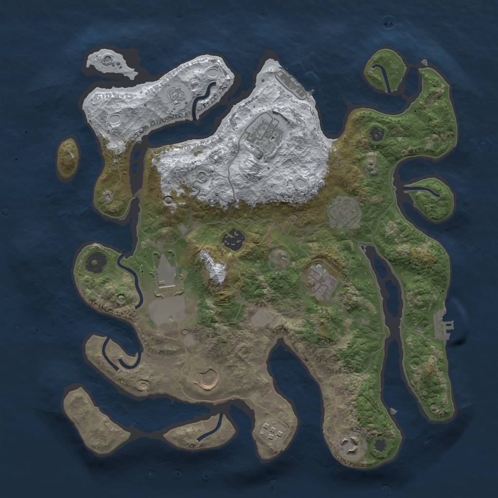 Rust Map: Procedural Map, Size: 3550, Seed: 68698, 17 Monuments