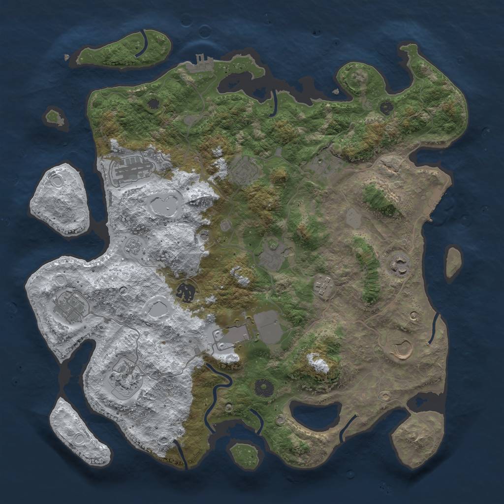 Rust Map: Procedural Map, Size: 3950, Seed: 563575994, 20 Monuments