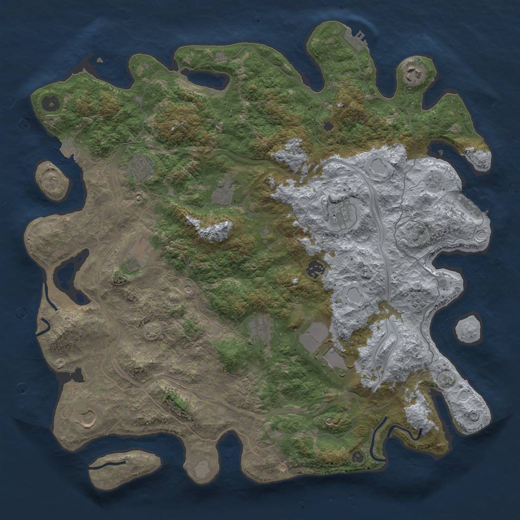 Rust Map: Procedural Map, Size: 4500, Seed: 2541035, 18 Monuments