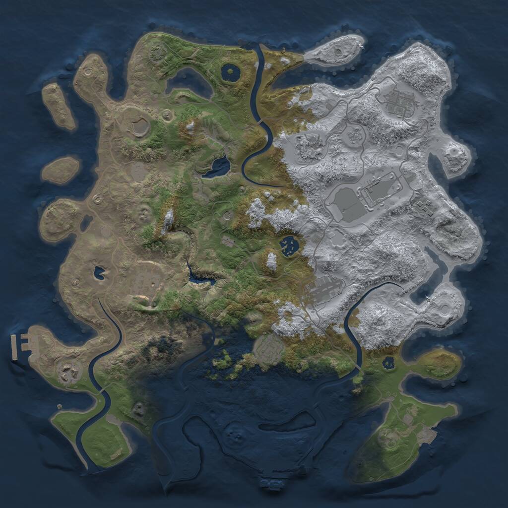 Rust Map: Procedural Map, Size: 4000, Seed: 27111997, 16 Monuments