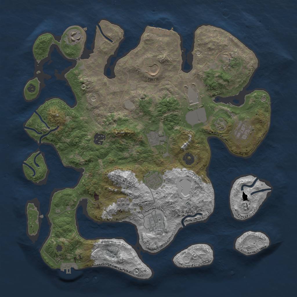 Rust Map: Procedural Map, Size: 3800, Seed: 93456, 18 Monuments