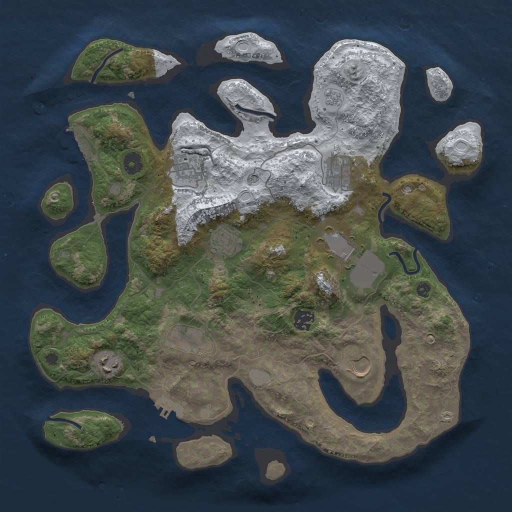Rust Map: Procedural Map, Size: 3700, Seed: 7734, 17 Monuments