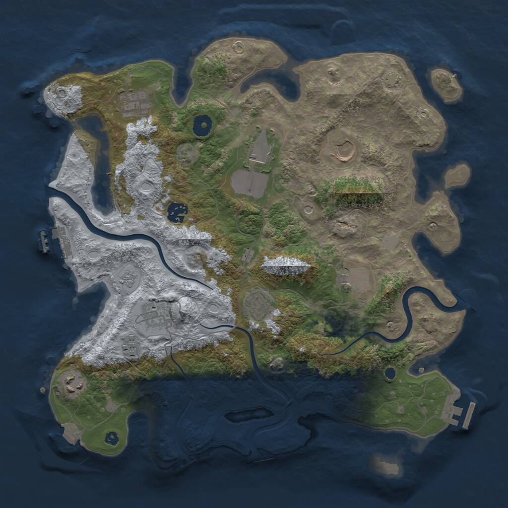 Rust Map: Procedural Map, Size: 3700, Seed: 1459800660, 15 Monuments