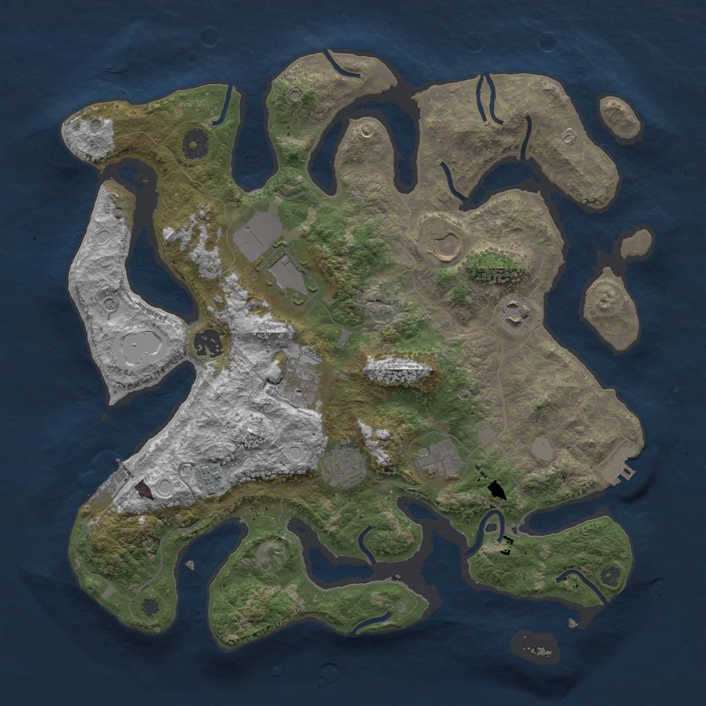Rust Map: Procedural Map, Size: 3700, Seed: 1459800660, 16 Monuments