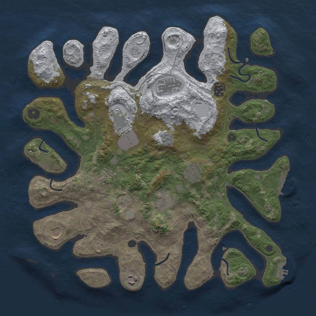 Rust Map: Procedural Map, Size: 4000, Seed: 987025, 18 Monuments