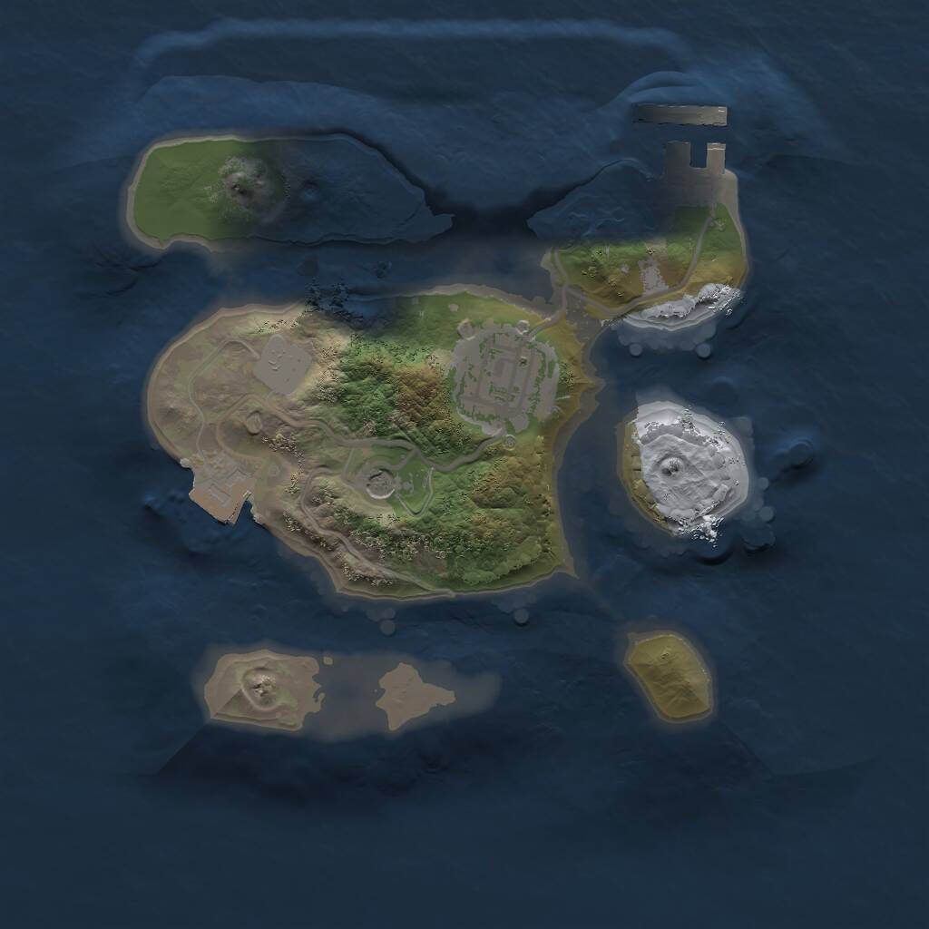 Rust Map: Procedural Map, Size: 2000, Seed: 2485, 4 Monuments