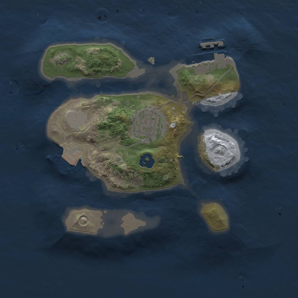 Rust Map: Procedural Map, Size: 2000, Seed: 2485, 3 Monuments