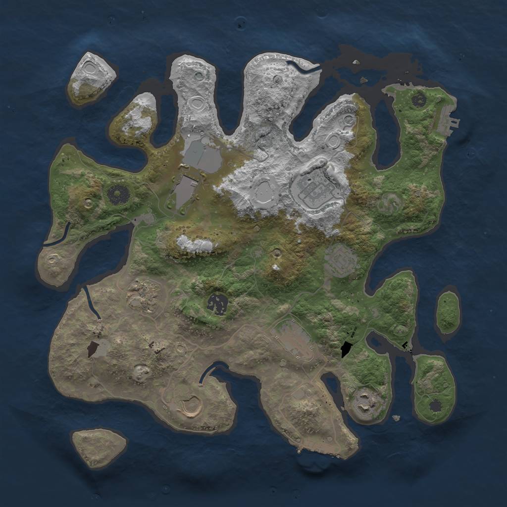Rust Map: Procedural Map, Size: 3550, Seed: 44510, 16 Monuments