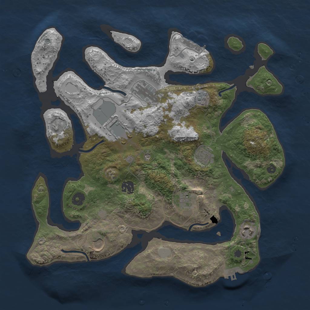 Rust Map: Procedural Map, Size: 3550, Seed: 660256, 16 Monuments