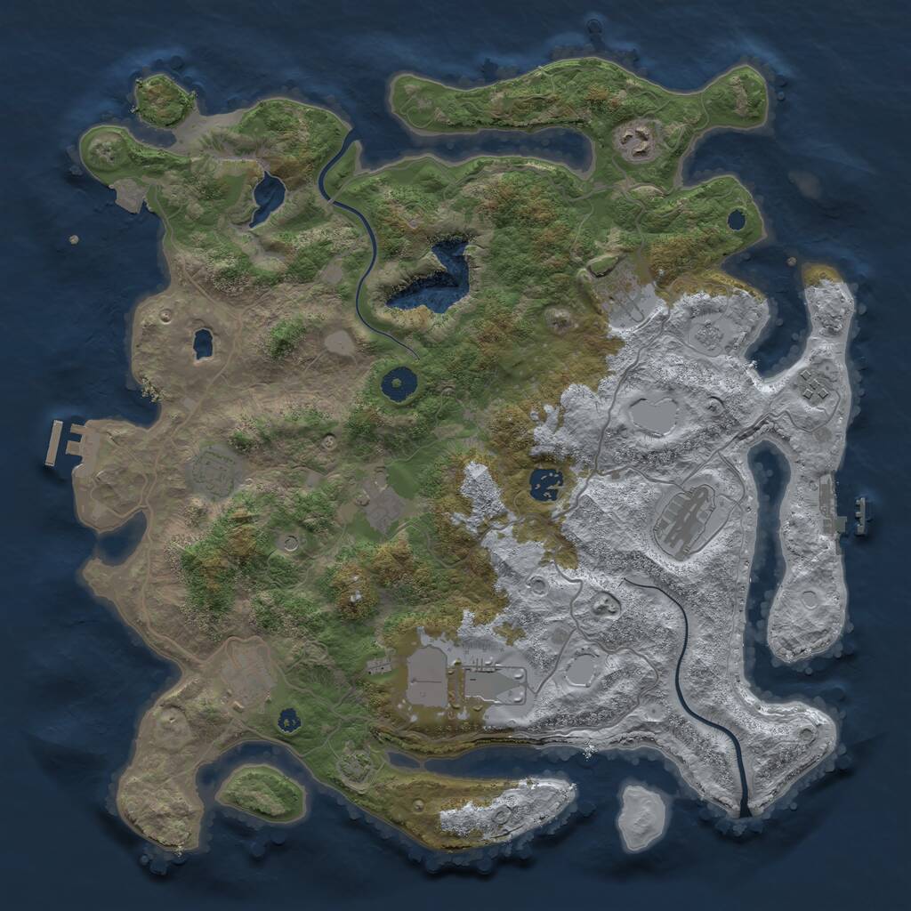 Rust Map: Procedural Map, Size: 4000, Seed: 258, 15 Monuments