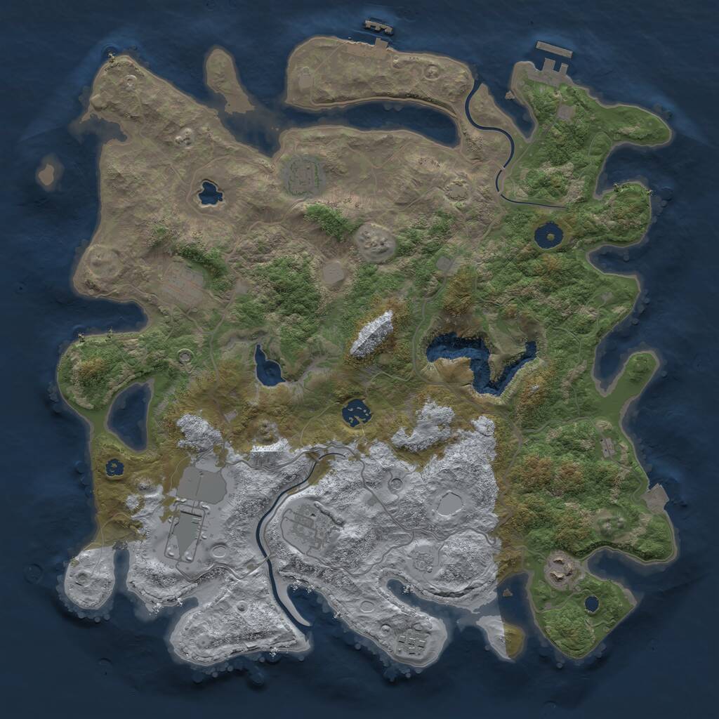 Rust Map: Procedural Map, Size: 4000, Seed: 489190, 13 Monuments