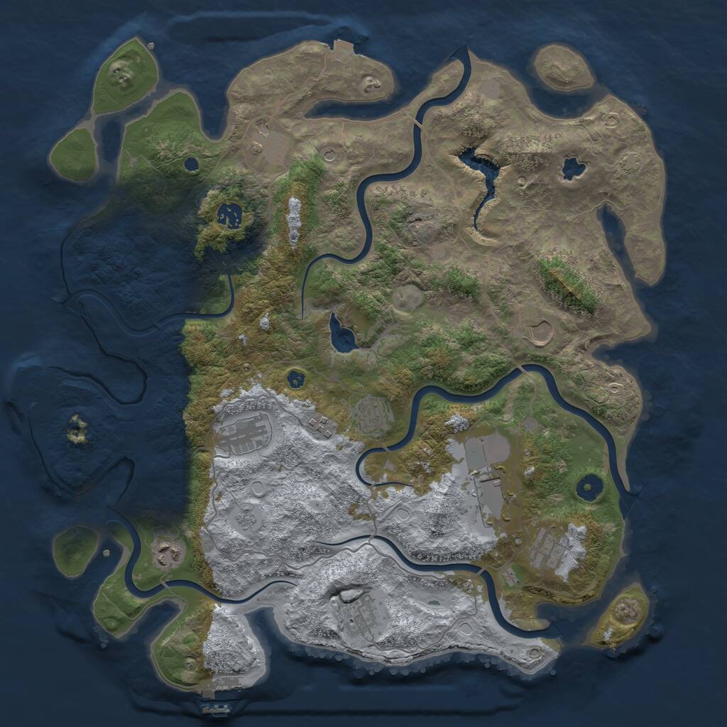 Rust Map: Procedural Map, Size: 4200, Seed: 3800, 16 Monuments