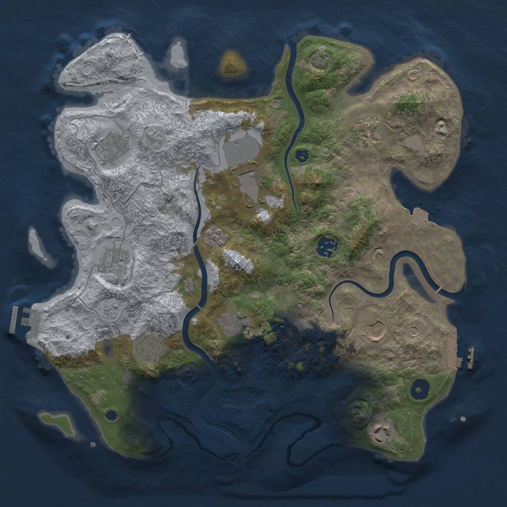 Rust Map: Procedural Map, Size: 3750, Seed: 587030005, 16 Monuments