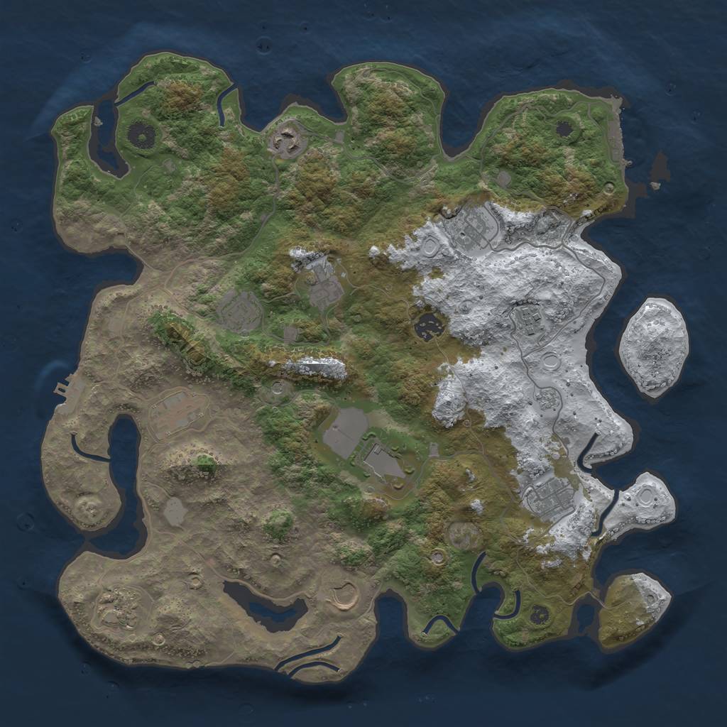 Rust Map: Procedural Map, Size: 3950, Seed: 1836595752, 20 Monuments