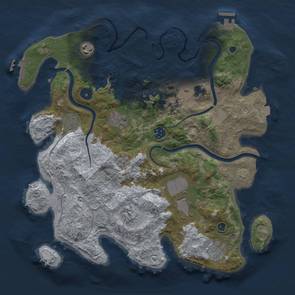 Rust Map: Procedural Map, Size: 3700, Seed: 1199894033, 15 Monuments