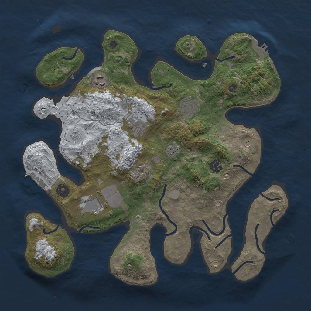 Rust Map: Procedural Map, Size: 3550, Seed: 810338, 15 Monuments