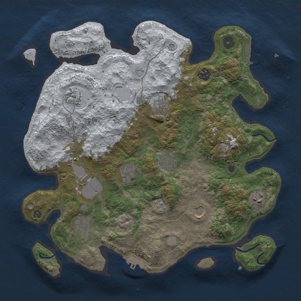 Rust Map: Procedural Map, Size: 3700, Seed: 801858207, 19 Monuments