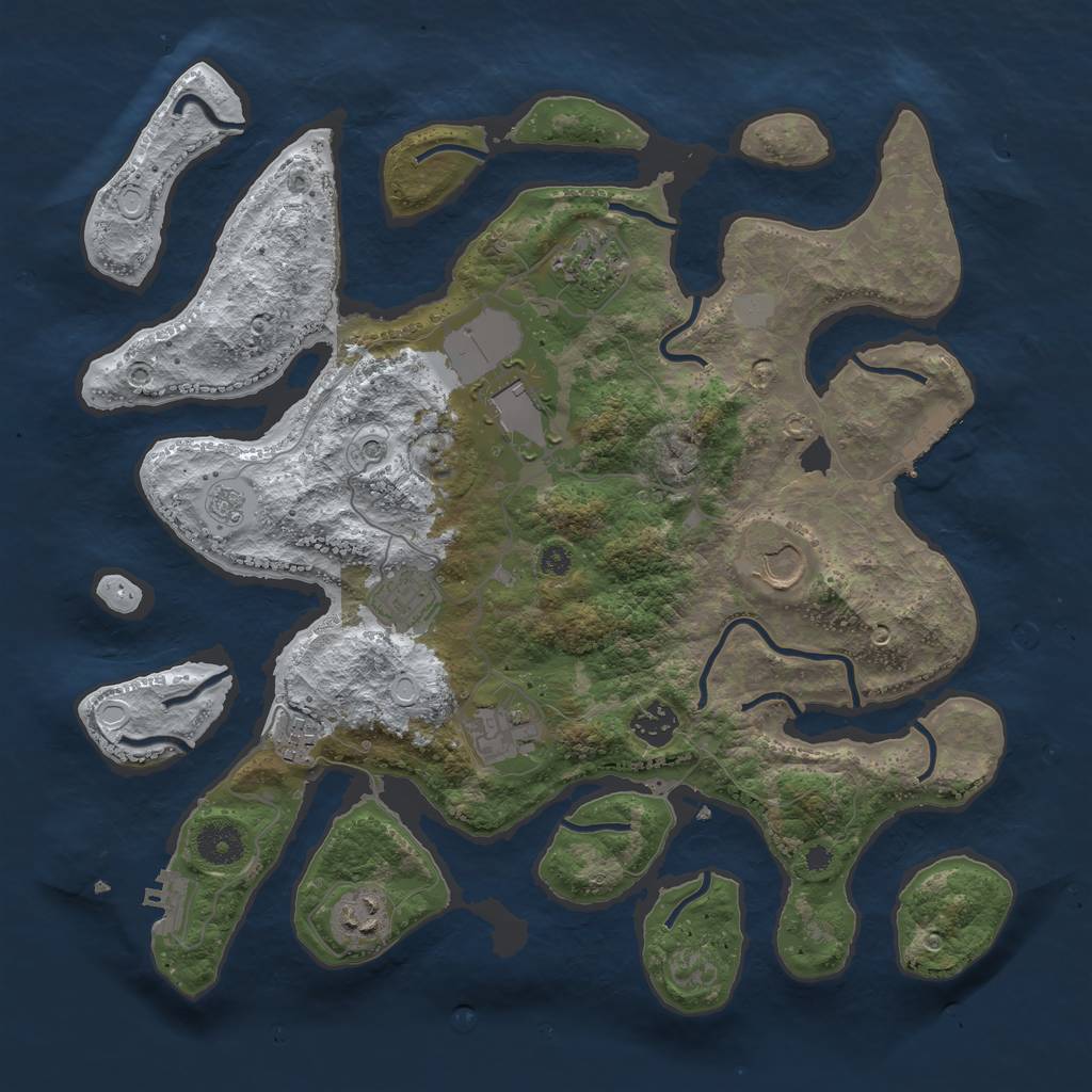 Rust Map: Procedural Map, Size: 3700, Seed: 2070148741, 17 Monuments