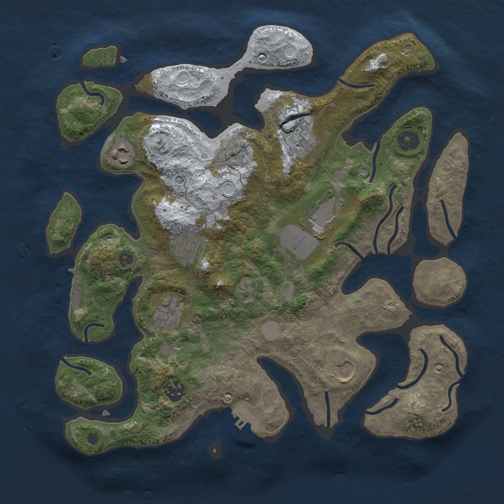Rust Map: Procedural Map, Size: 3550, Seed: 614273, 15 Monuments