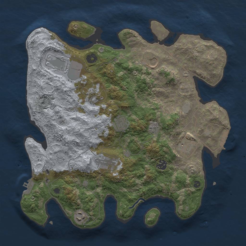 Rust Map: Procedural Map, Size: 3550, Seed: 973571, 17 Monuments
