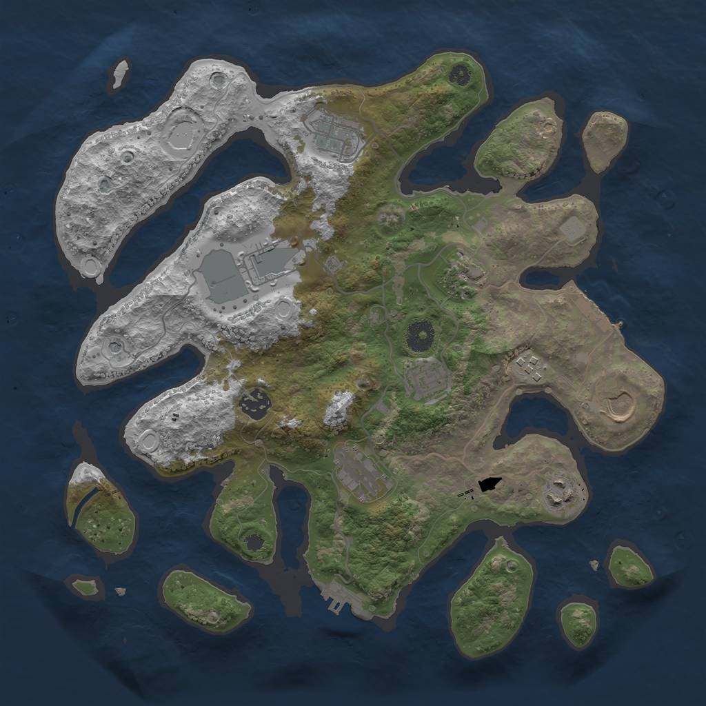 Rust Map: Procedural Map, Size: 3550, Seed: 984173, 17 Monuments