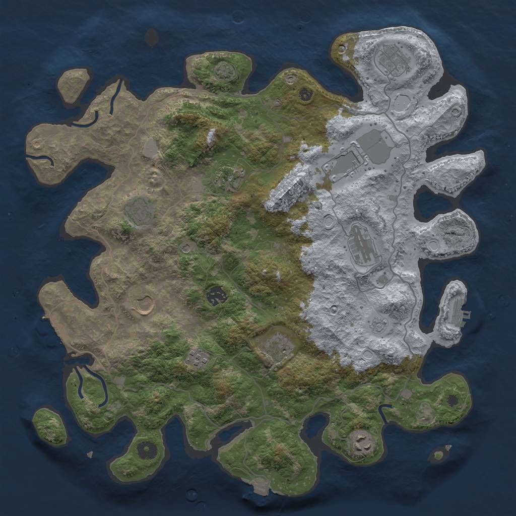 Rust Map: Procedural Map, Size: 4000, Seed: 265021, 18 Monuments