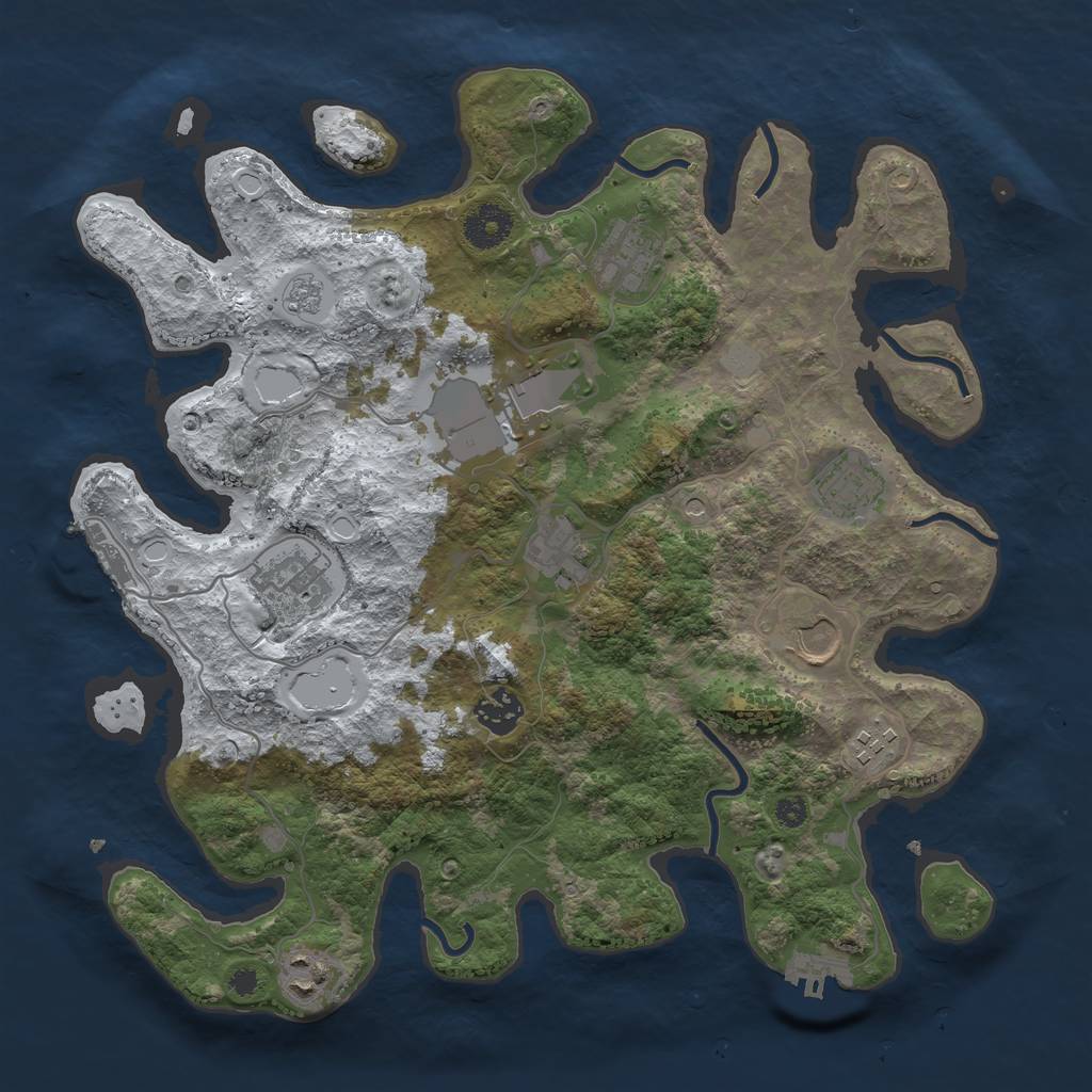Rust Map: Procedural Map, Size: 3550, Seed: 606630, 18 Monuments