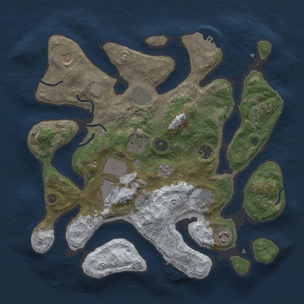 Rust Map: Procedural Map, Size: 3550, Seed: 489190, 16 Monuments
