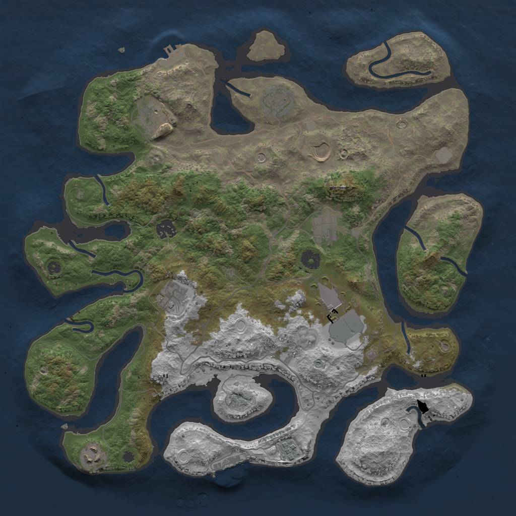 Rust Map: Procedural Map, Size: 4000, Seed: 382012, 17 Monuments