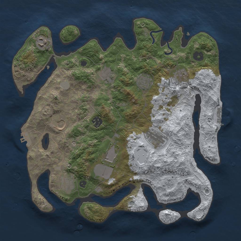 Rust Map: Procedural Map, Size: 3500, Seed: 2169, 18 Monuments