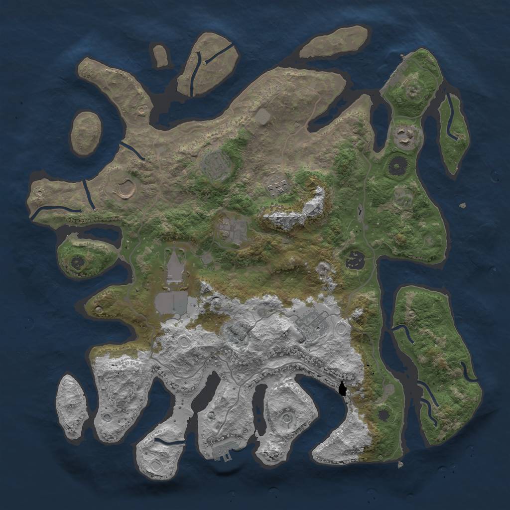 Rust Map: Procedural Map, Size: 4000, Seed: 708921, 16 Monuments