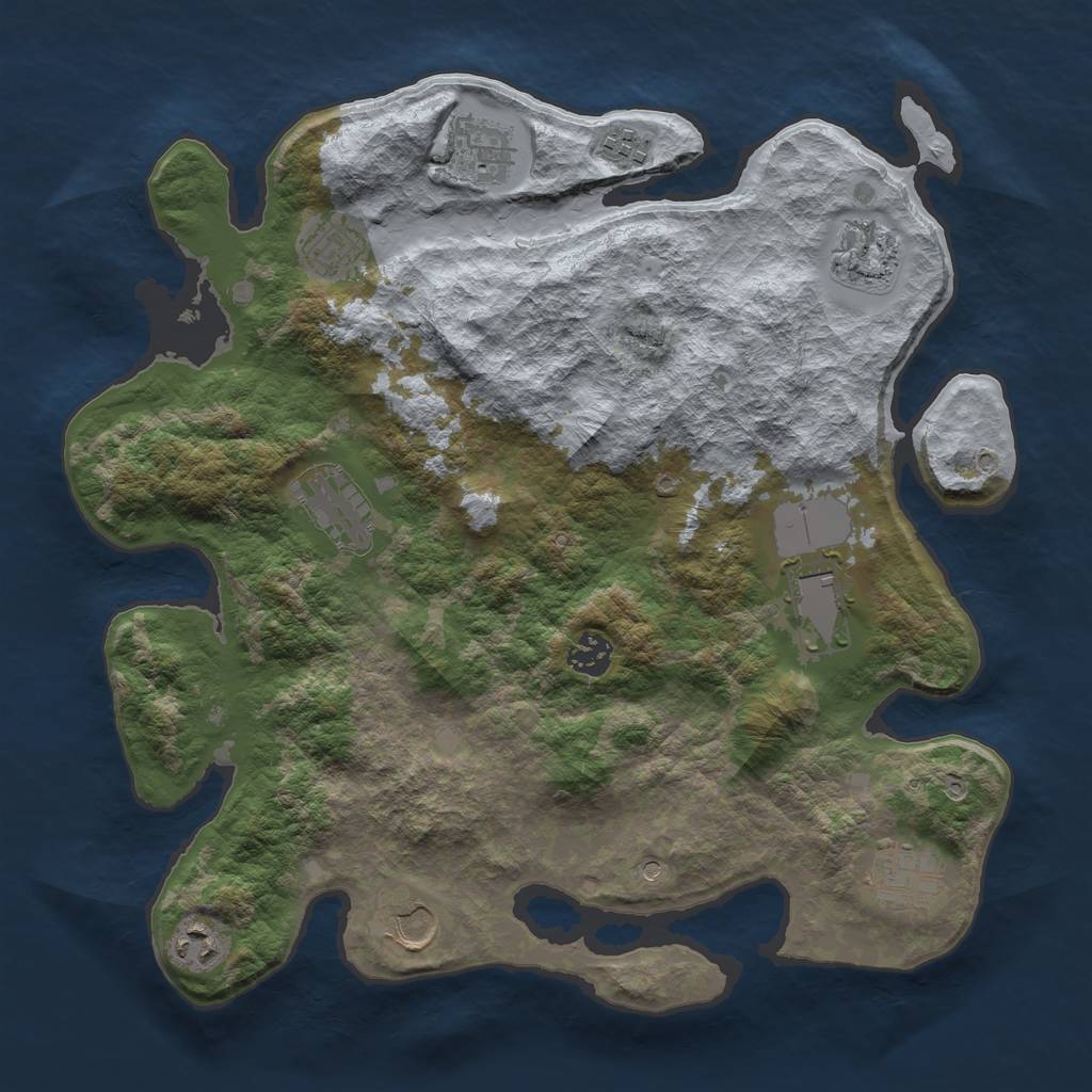 Rust Map: Barren, Size: 3700, Seed: 368144043, 13 Monuments