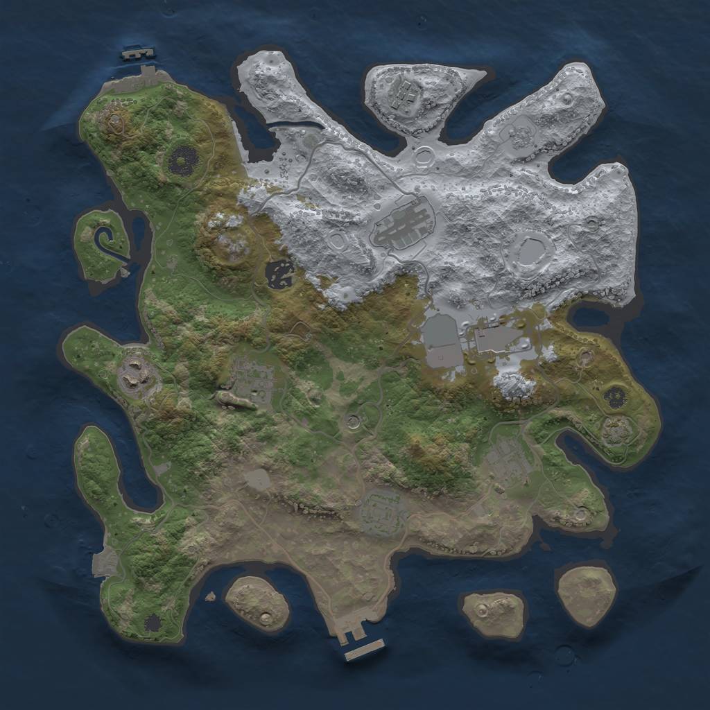 Rust Map: Procedural Map, Size: 3500, Seed: 1899, 16 Monuments