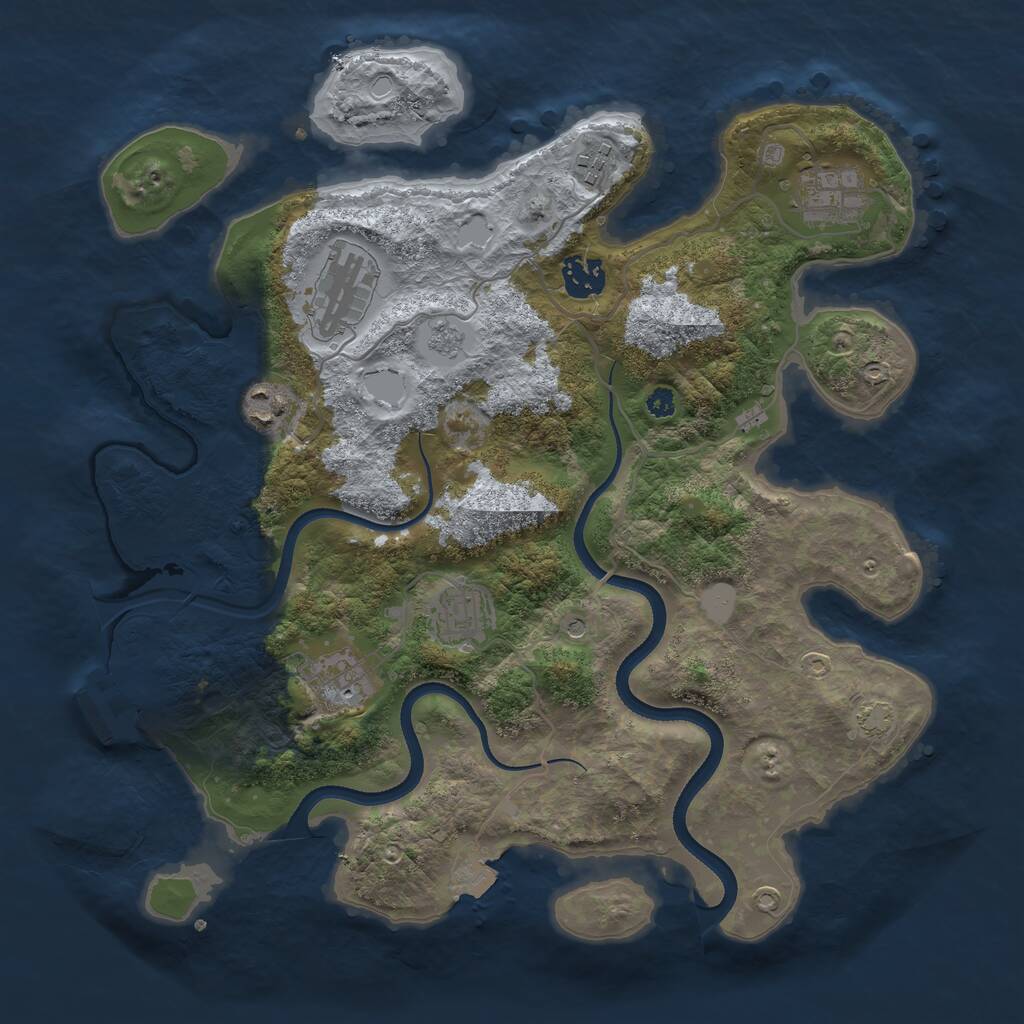 Rust Map: Procedural Map, Size: 3500, Seed: 1743877765, 12 Monuments